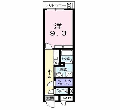 オータムアベニュー(1K/9階)の間取り写真