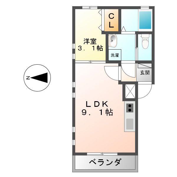 RIASSA(1LDK/1階)の間取り写真