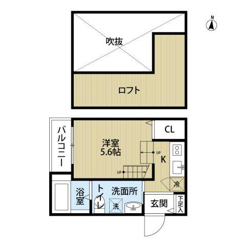 フローラ筥松(1SK/2階)の間取り写真