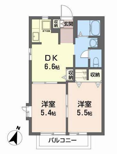 アルカンシエルC(2DK/1階)の間取り写真