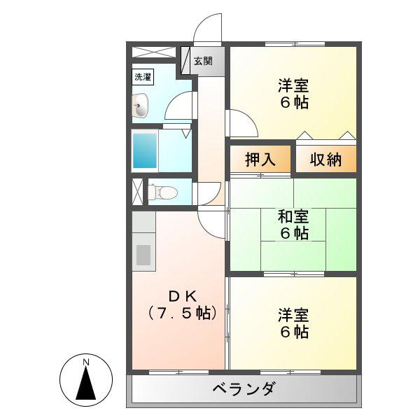 シャルムメゾン(3DK/1階)の間取り写真