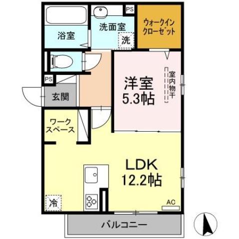 ＪＲ山陽本線 新白島駅(ＪＲ) 徒歩2分 3階建 築3年(1LDK/1階)の間取り写真
