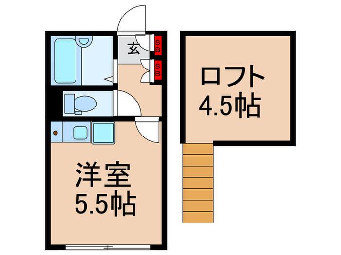 ピタゴラス江古田(ワンルーム/1階)の間取り写真
