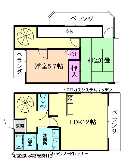 アヴァンス池田(2LDK/2階)の間取り写真