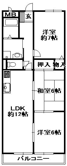 メゾンヴェール中尾I(3LDK/5階)の間取り写真