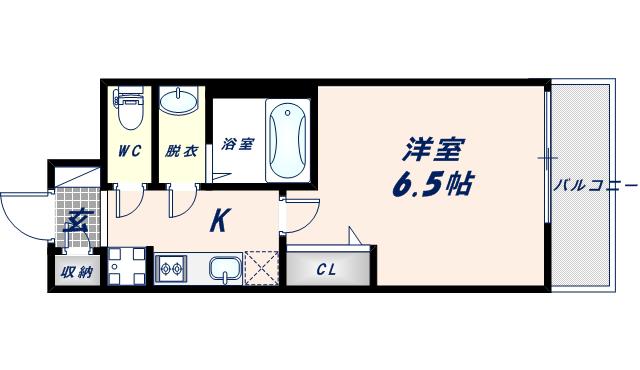 アドバンス大阪ブリアント(1K/6階)の間取り写真