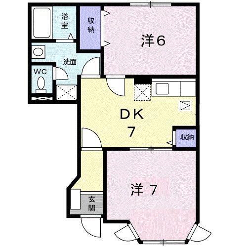 クリアネスY・II(2DK/1階)の間取り写真