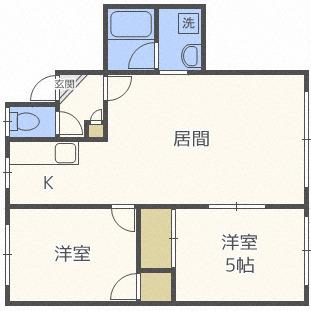 條野ハイツE(2LDK/1階)の間取り写真