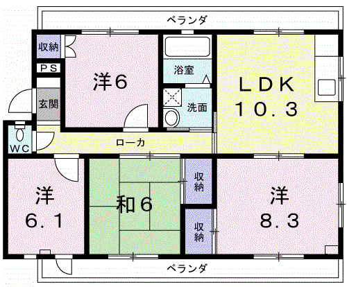コーポT142(4LDK/2階)の間取り写真
