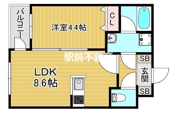 GLANZ 六ツ門(1LDK/2階)の間取り写真