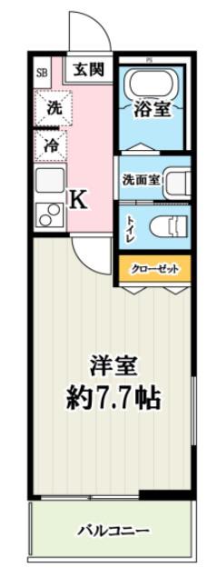 ソレイユ西大宮(1K/2階)の間取り写真