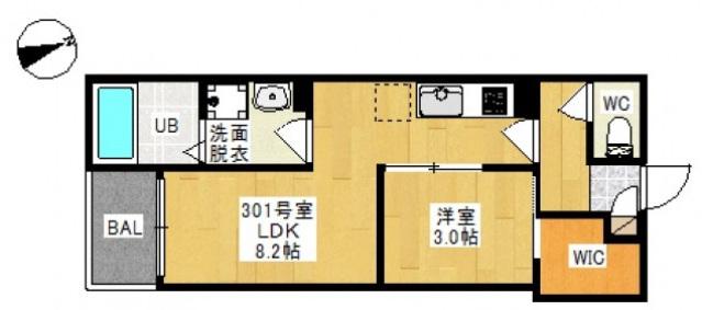 REGALEST 奥田本町II(1LDK/3階)の間取り写真