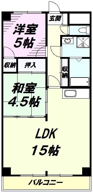 ルミエール ワン(2LDK/2階)の間取り写真