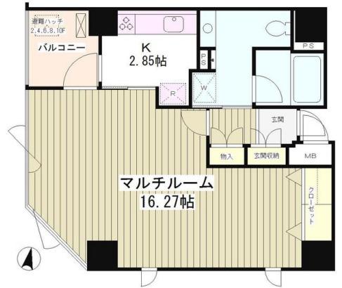クレイドル日本橋(1K/9階)の間取り写真