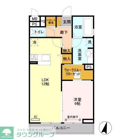 ベルレージュ・パルコ(1LDK/1階)の間取り写真