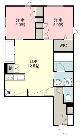 西武新宿線 本川越駅 徒歩8分 2階建 築2年(2LDK/1階)の間取り写真