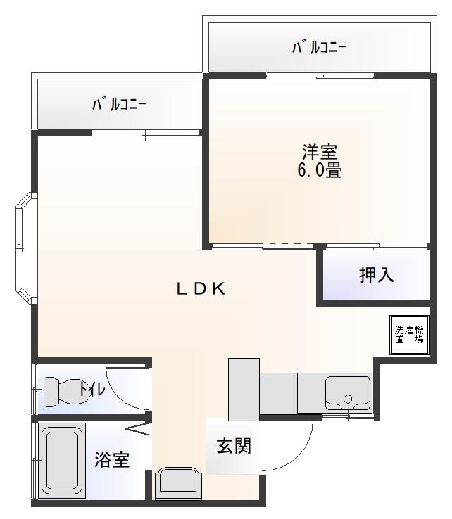 スカイメゾン木下(1LDK/2階)の間取り写真