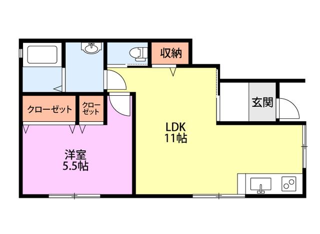 LUNA COURT(1LDK/1階)の間取り写真