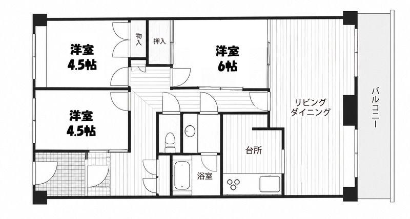 モアクレスト玉川学園I(3LDK/6階)の間取り写真