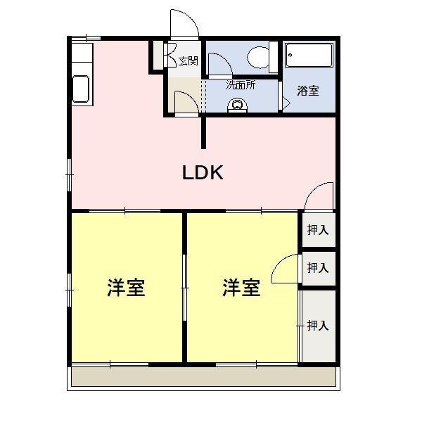 グランドメゾン五井2号館(2LDK/1階)の間取り写真