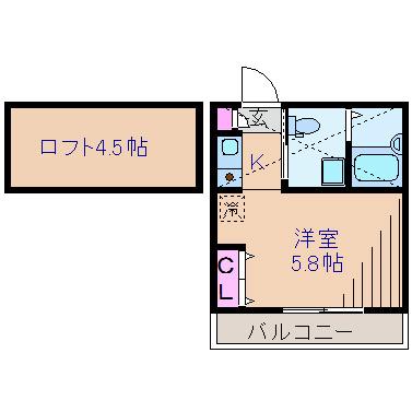 プラナス妙蓮寺III(1K/1階)の間取り写真