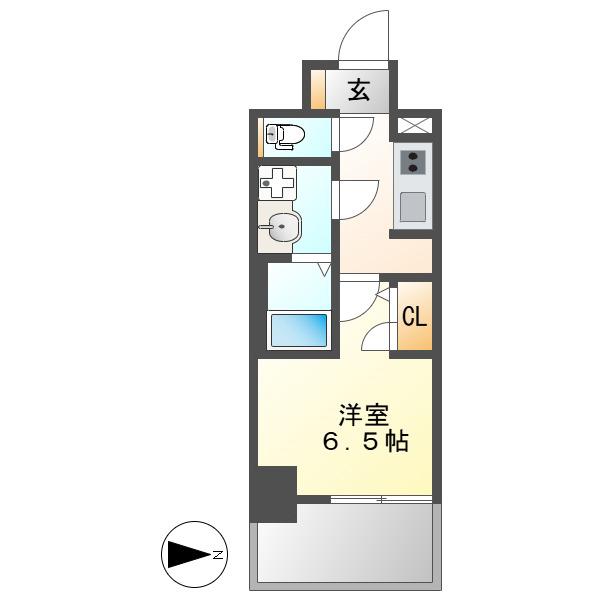 S-RESIDENCE名駅北ALESIA(1K/7階)の間取り写真