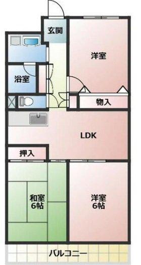 マンションベルフラワー(3LDK/2階)の間取り写真