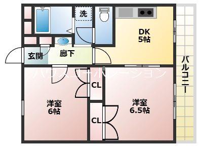 ラ・ピース栗山(2DK/1階)の間取り写真