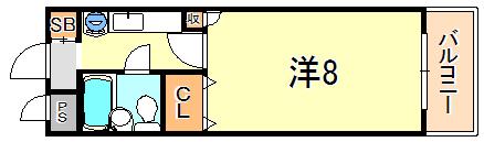 Kヒルズ(1K/4階)の間取り写真