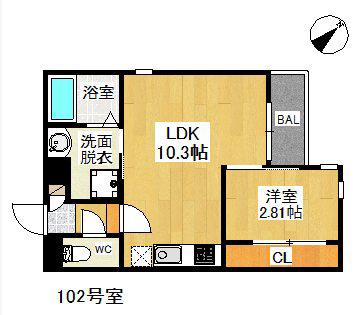 GRANDTIC CREA(1LDK/1階)の間取り写真
