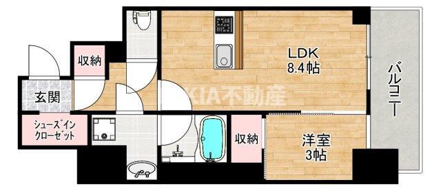 エスリードレジデンス大阪天王寺(1LDK/11階)の間取り写真