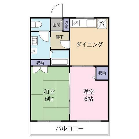 グレイスハイム(2DK/1階)の間取り写真