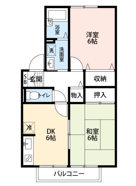 ルミエール橋本(2DK/1階)の間取り写真
