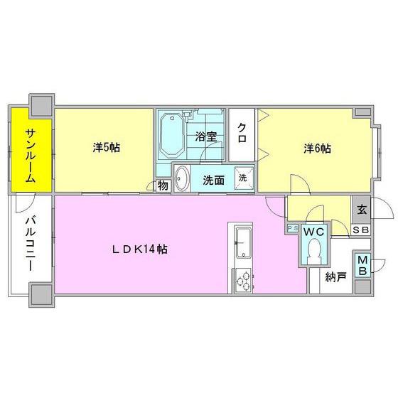 グリシナプランドール(2LDK/5階)の間取り写真