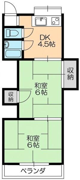 カンタービレ(2DK/2階)の間取り写真