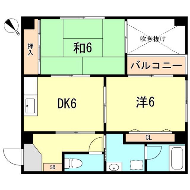アソテア神戸(2DK/2階)の間取り写真