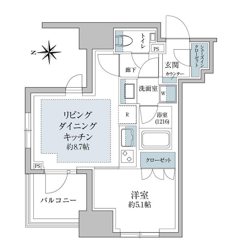 リビオレゾン三田(1LDK/7階)の間取り写真