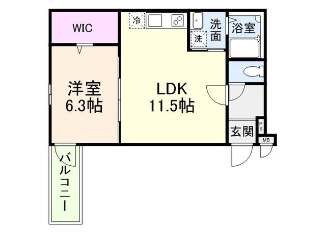 JTガーデン徳庵(1LDK/3階)の間取り写真