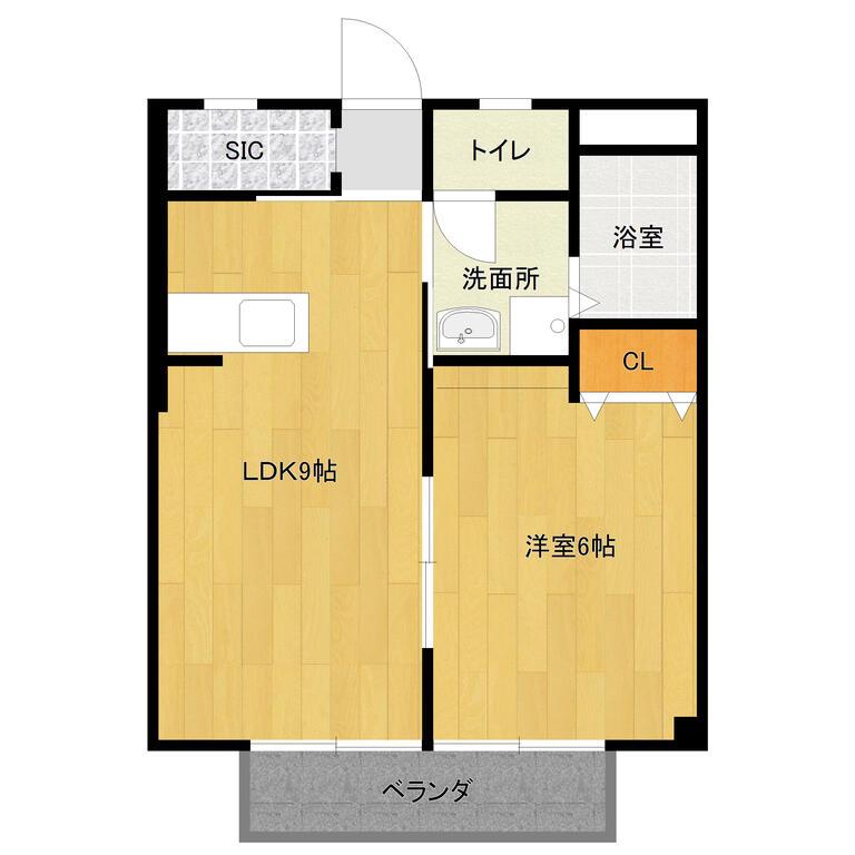 グリーンビレッジ(1LDK/1階)の間取り写真