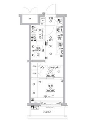 セジョリ鵜の木(1DK/2階)の間取り写真