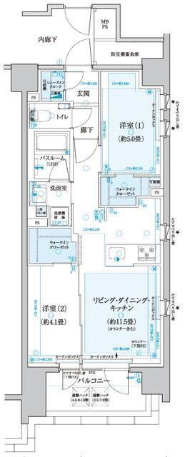 クリオラベルヴィ中央湊(2LDK/10階)の間取り写真