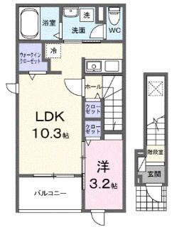 ドミールサワダ(1LDK/2階)の間取り写真