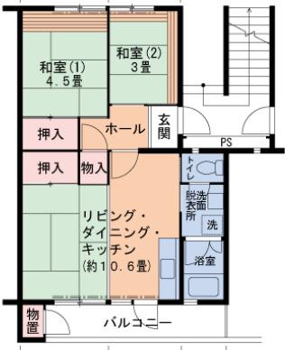 泉北桃山台一丁3-20号棟(2LDK/4階)の間取り写真