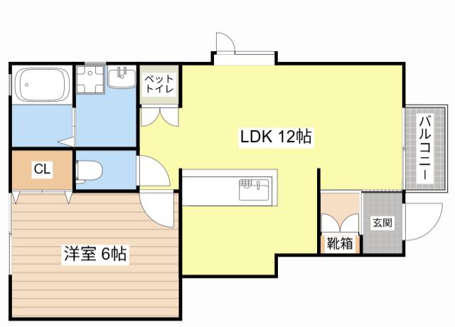 ボナールコートE棟(1LDK/1階)の間取り写真