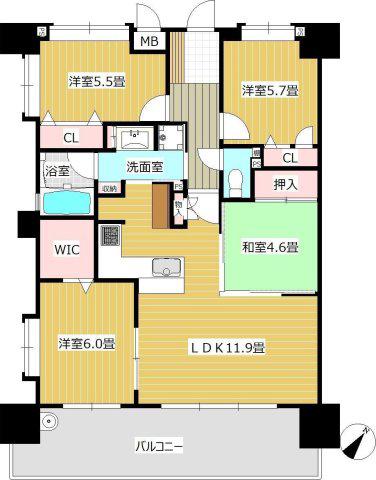 エバーライフ久留米南 313(4LDK/3階)の間取り写真
