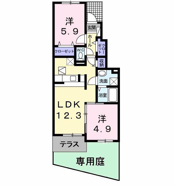 レインツリー二番館(2LDK/1階)の間取り写真