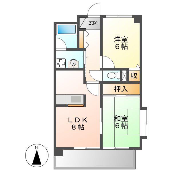 グランドメゾン黒川(2DK/2階)の間取り写真