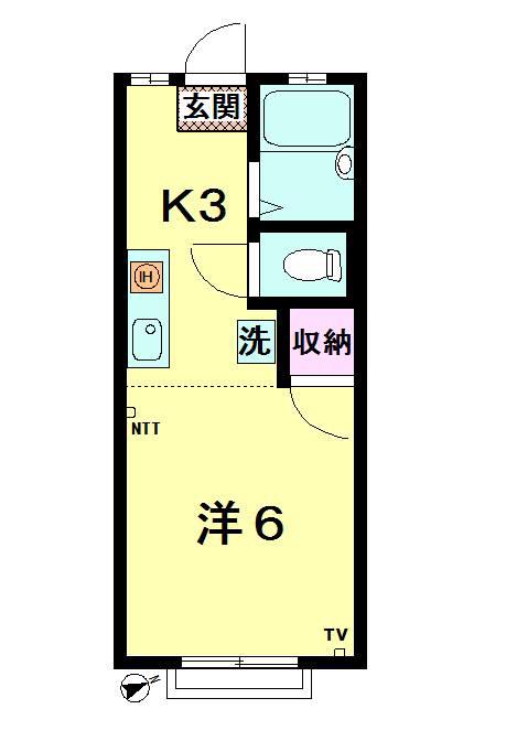 リバーサイド28(1K/1階)の間取り写真