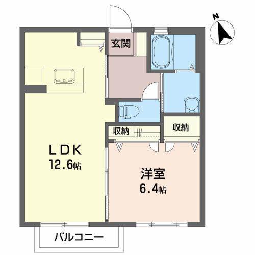 クレセント白山A(1LDK/1階)の間取り写真
