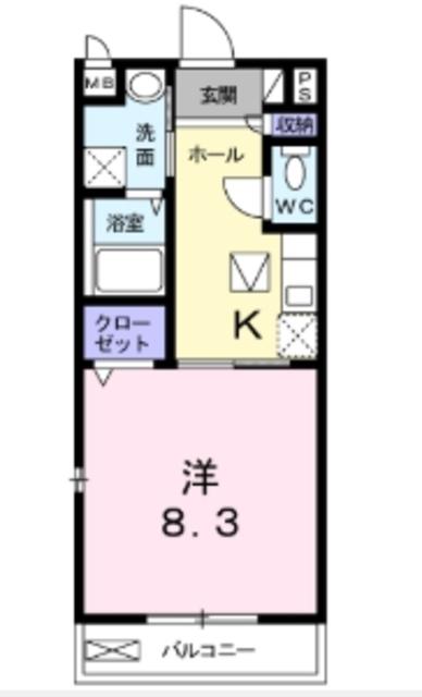アライブ B(1K/1階)の間取り写真